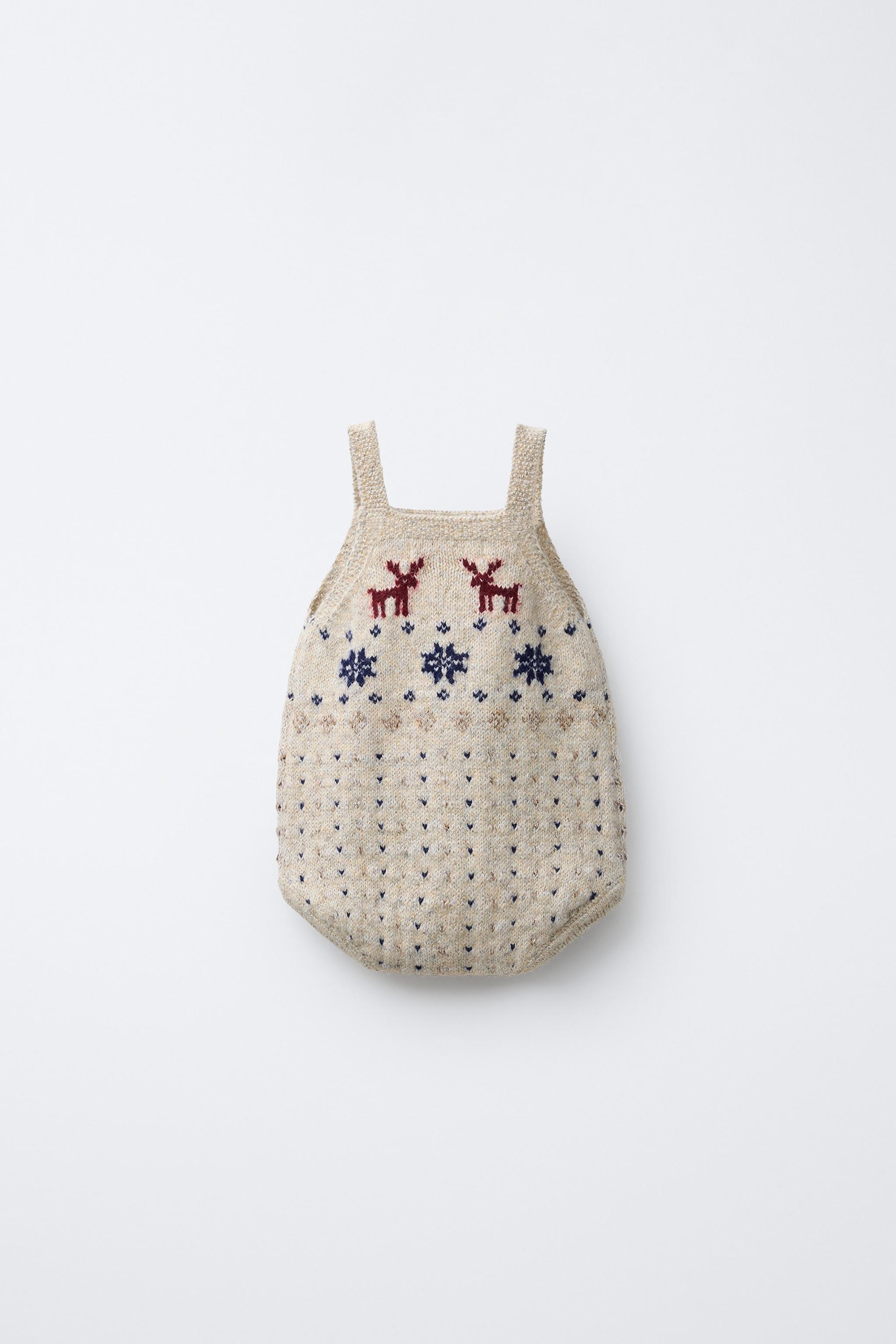 KNITTED STAR AND REINDEER ROMPER